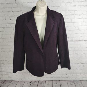 VTG Adolph Schuman For I. Magnin Purple Ultra Suede Open Lined Blazer Women's 14